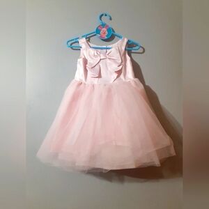 Janie and Jack Girl's Dress  Light Pink Satin Fabric Bow Flare Size 2T Formal